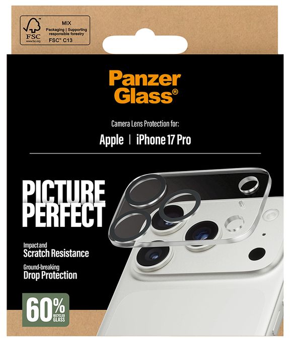 Klare Bildschirmschutzfolie Gehärtetes Glas, Silikon für  Apple Apple - iPhone 17 Pro Kratzresistent, Schockresistent 78947 PicturePerfect Kameraschutz 