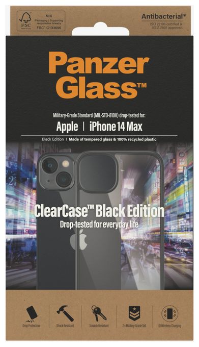 Cover für Apple iPhone 14 Plus (Schwarz, Transparent) ClearCase 