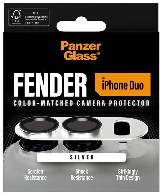Fender Kameraschutz Silber iPhone Duo 