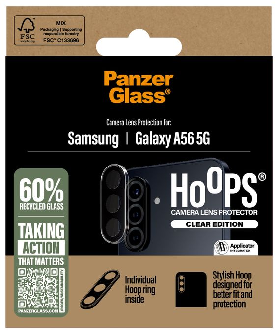 Klare Bildschirmschutzfolie Gehärtetes Glas, Silikon für  Samsung Samsung - Galaxy A56 5G Kratzresistent, Schockresistent Hoops Camera Lens Protection 