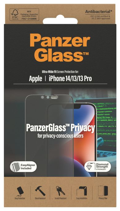 Klare Bildschirmschutzfolie Gehärtetes Glas, Polyethylenterephthalat, Silikon für  Apple Apple - iPhone 14, Apple - iPhone 13, Apple - iPhone 13 Pro Kratzresistent, Schockresistent, Antibakteriell P2783 
