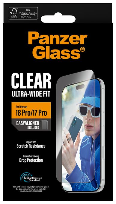 PanzerGlass® Displayschutz iPhone 18 Pro | 17 Pro | Ultra-Wide Fit m. EasyAligner 