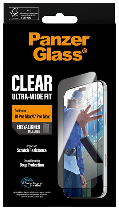 PanzerGlass® Displayschutz iPhone 18 Pro Max | 17 Pro Max | Ultra-Wide Fit m. EasyAligner 
