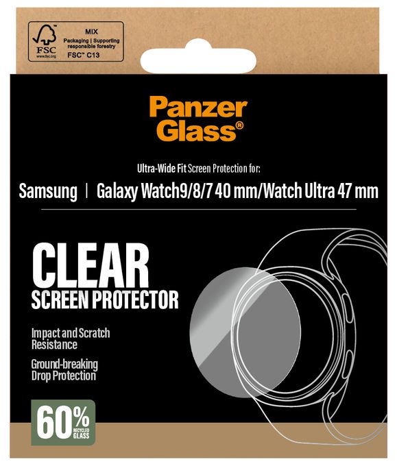 PanzerGlass® Displayschutz Samsung Galaxy Watch9 40mm | Watch8 40mm | Watch Ultra 47mm | Watch7 40mm 