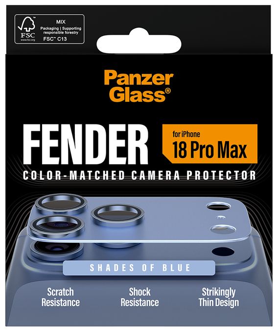 PanzerGlass® Fender Kameraschutz Shades of Blue iPhone 18 Pro Max 