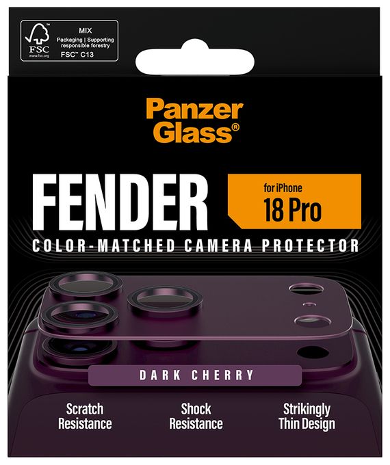 PanzerGlass® Fender Kameraschutz Dark Cherry iPhone 18 Pro 