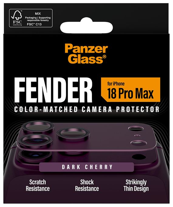 PanzerGlass® Fender Kameraschutz Dark Cherry iPhone 18 Pro Max 