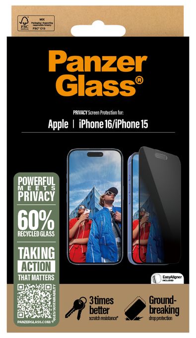 Klare Bildschirmschutzfolie Gehärtetes Glas, Polyethylenterephthalat, Silikon für  Apple Apple - iPhone 16, Apple - iPhone 15 Kratzresistent, Schockresistent Privacy Displayschutz 