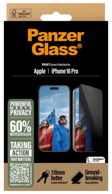 Klare Bildschirmschutzfolie Gehärtetes Glas, Polyethylenterephthalat, Silikon für  Apple Apple - iPhone 16 Pro Kratzresistent, Schockresistent Privacy Displayschutz 