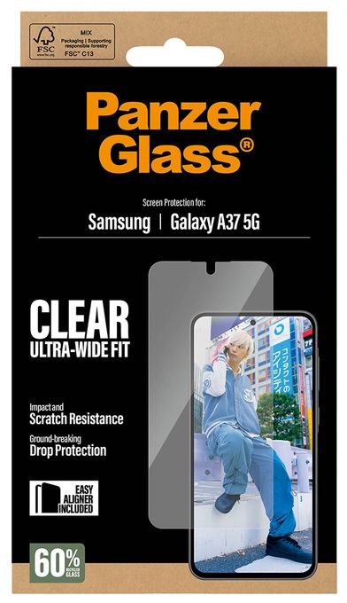 Klare Bildschirmschutzfolie Gehärtetes Glas, Polyethylenterephthalat, Silikon für  Samsung Galaxy A37 Kratzresistent, Schockresistent Ultra-Wide Fit 