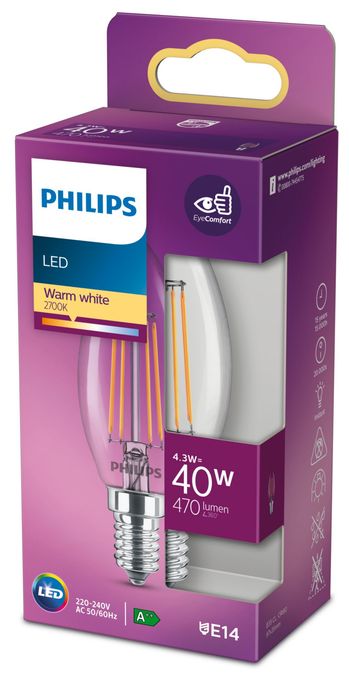 LED Lampe Kerze E14 EEK: F 470 lm Warmweiß (2700K) entspricht 40 W 8718699763077 