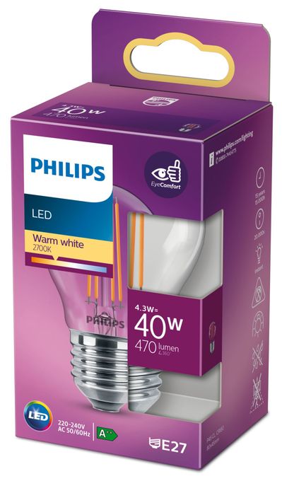LED Lampe Lüsterkolben E27 EEK: F 470 lm Warmweiß (2700K) entspricht 40 W 8718699763176 