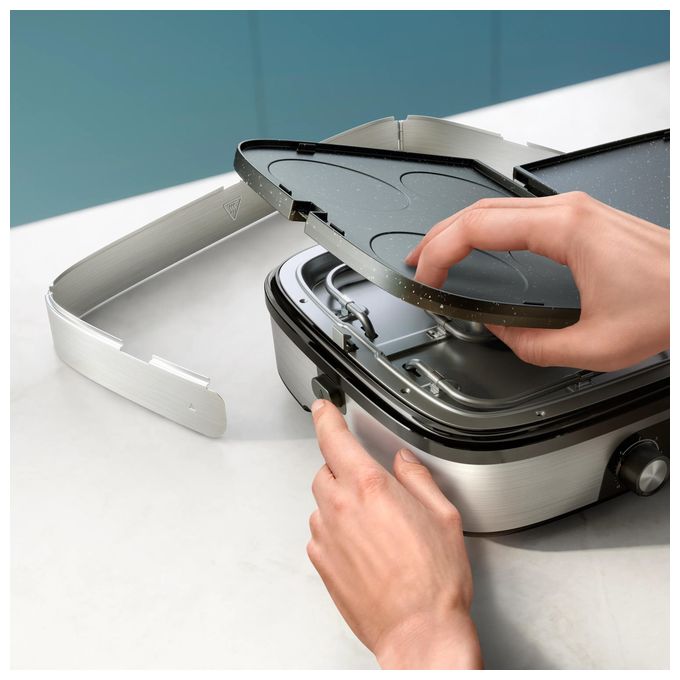 2 Zone(n) 2400 W  HD6222/90 Tischgrill (Schwarz, Edelstahl) 