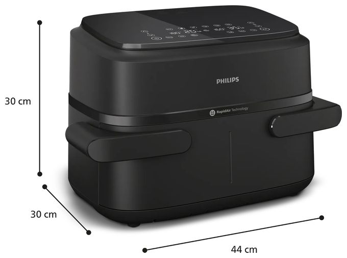 Doppel Heißluftfritteuse 7 l 2450 W  Series 1000 NA150/00 (Schwarz) 