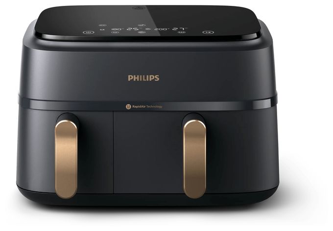 Doppel Heißluftfritteuse 9 l 2750 W  Series 3000 NA352/04 (Schwarz, Kupfer) 