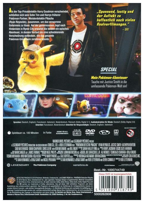 Pokémon Meisterdetektiv Pikachu (DVD) 