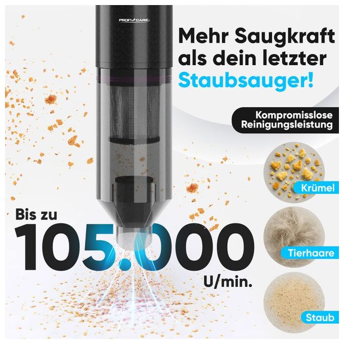 Handstaubsauger Beutellos bis 20 min Laufzeit 7,4 V HEPA  PC-AKS3137 (Anthrazit) 