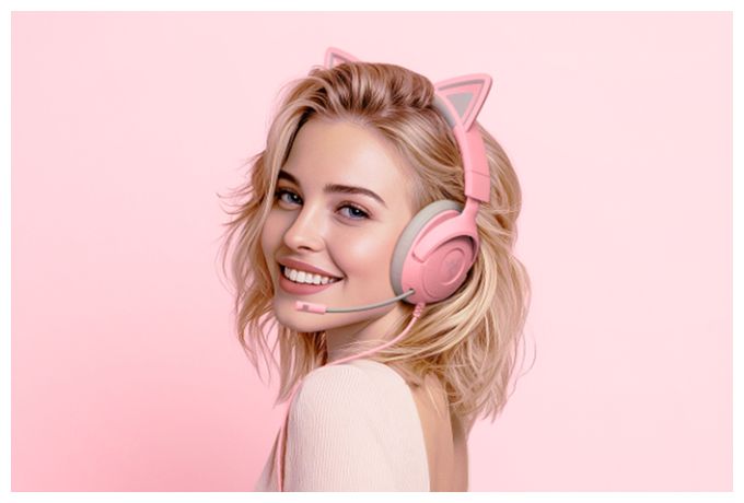 Over Ear Kopfhörer Kabelgebunden  Kraken Kitty V3 X (Pink) 