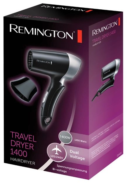 Haartrockner 1400 W  D2400 Reise- (Schwarz, Silber) 