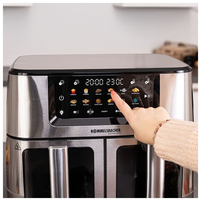 Doppel Heißluftfritteuse 5,5 l 2700 W  FRH2650 (Schwarz, Edelstahl) 