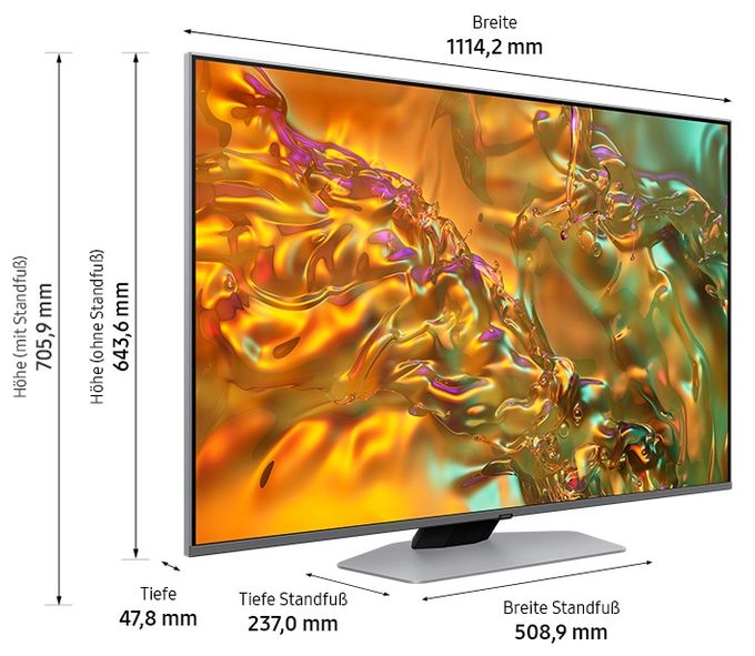 QLED 127 cm (50 Zoll) Fernseher 4K Ultra HD VESA 200 x 200 mm  GQ50Q80DAT (Silber) 