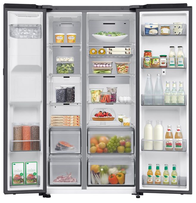 Side-by-Side Kühl-/ Gefrierkombination 389 l / 225 l 352 kWh NoFrost 1780 mm x 912 mm  RS90F66BEFEF (Schwarz) 