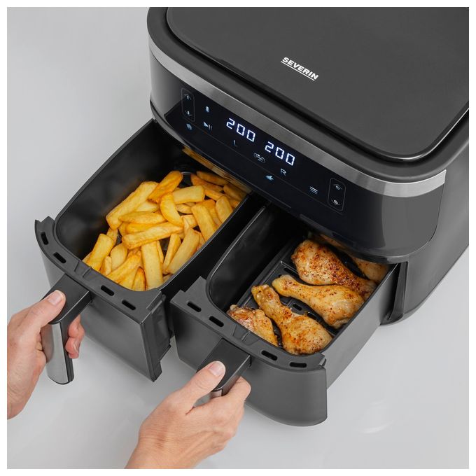 Doppel Heißluftfritteuse 3,25 l 2850 W  FR2453 (Schwarz, Silber) 