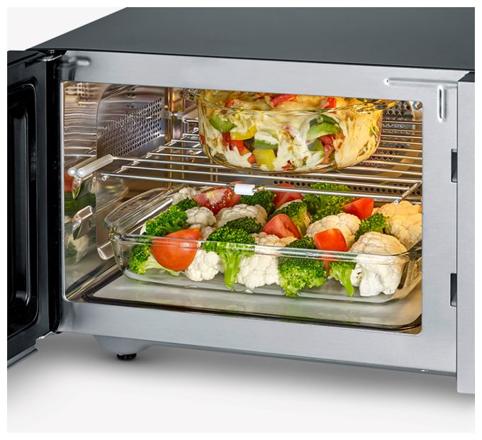 Freistehende Mikrowelle 900 W Größe: mittel 10 Stufen Grill  MW7777 (Schwarz, Edelstahl) 