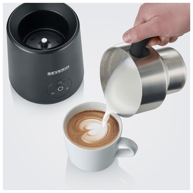 Milchaufschäumer Handlicher elektrischer Milchaufschäumer ca. 220 ml (Schwarz, Gebürsteter Stahl, Silber) SM3579 