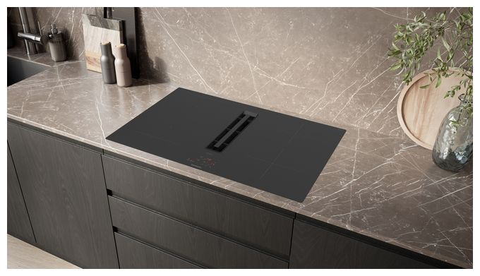 80 cm Induktionskochfeld 4 Kochzonen mit integriertem Dunstabzug iQ300 ED807BS16E autarkes 