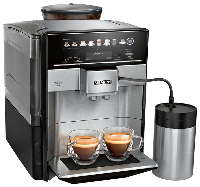 Kaffeevollautomat 19 bar 1,7 l 300 g AutoClean  EQ6 TE657M03DE plus s700 (Schwarz, Edelstahl) 