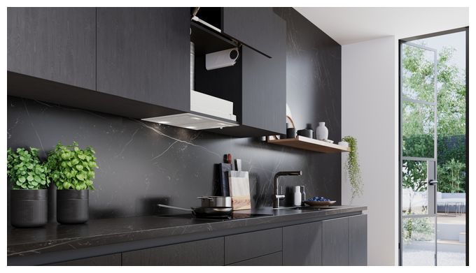Abluft/Umluft Dunstabzugshaube/Esse Einbau 53 cm (Metallisch, Silber) iQ300 LB55566 Lüfterbaustein 