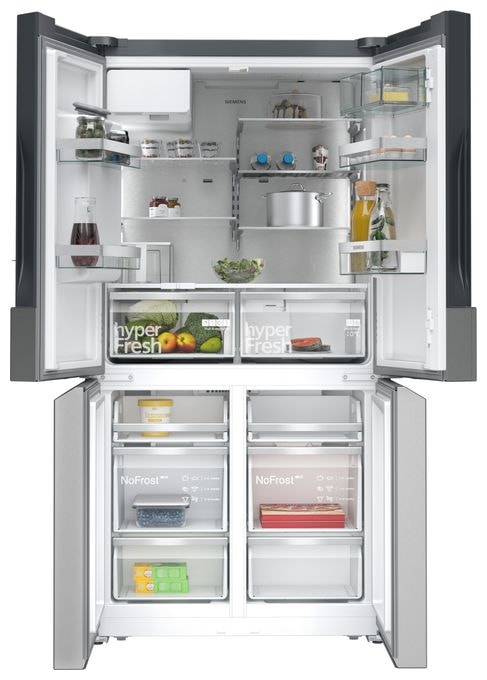 Side-by-Side Kühl-/ Gefrierkombination 375 l / 199 l 327 kWh NoFrost 1830 mm x 905 mm  iQ500 KF96IAPEA (Gebürsteter Stahl) 