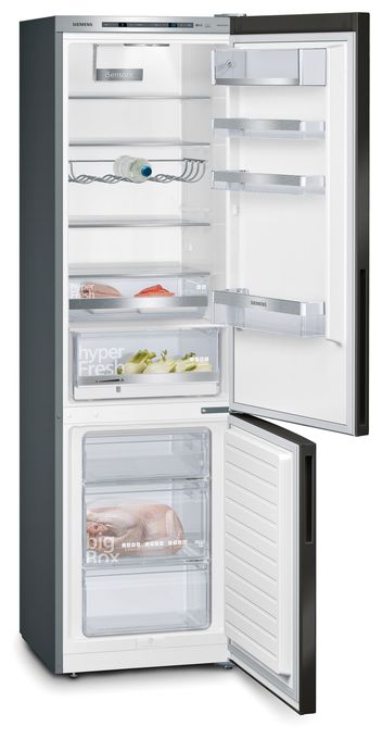 249 l / 94 l Kühl-Gefrierkombi freistehend 119 kWh Jahr  iQ500 KG39E8XBA (Schwarz, Edelstahl) 