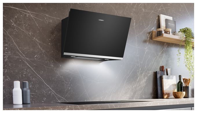 Abluft/Umluft Dunstabzugshaube/Esse Wand 80 cm (Schwarz, Edelstahl) iQ500 LC81KAN60 