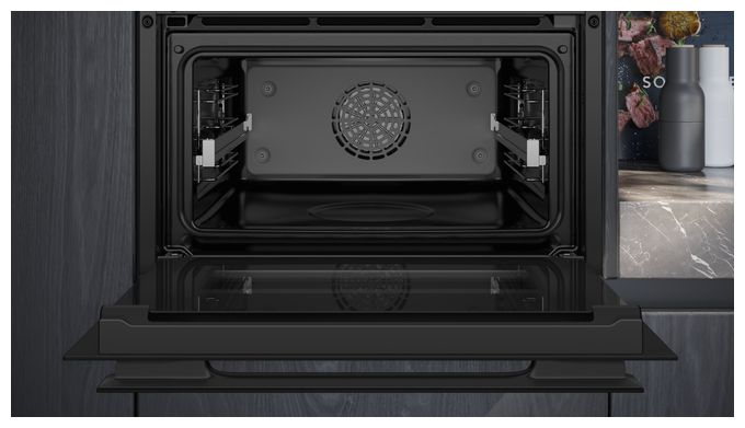 Einbaubackofen kompakt Dampfgaren AutoClean (Schwarz) iQ700 CS938GDD2 