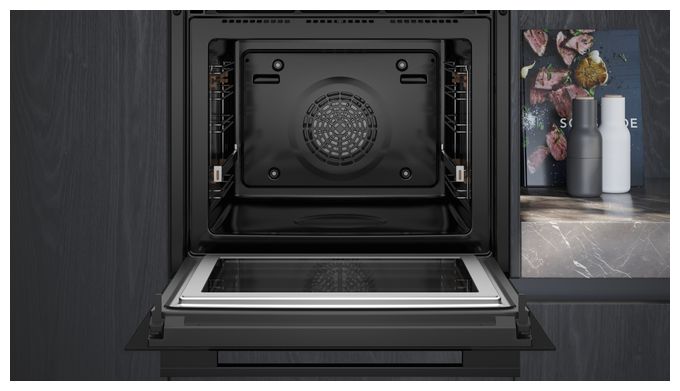 Einbaubackofen groß AutoClean Mikrowelle iQ700 HM776GKB1 
