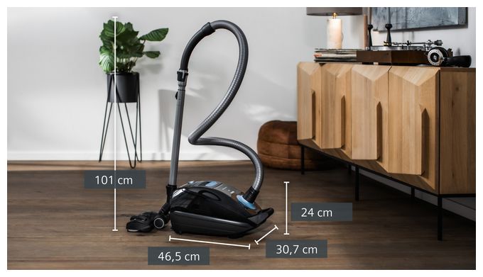 Bodenstaubsauger mit Staubbeutel 850 W HEPA  VSQ5X1230 extreme Silence Power (Schwarz) 