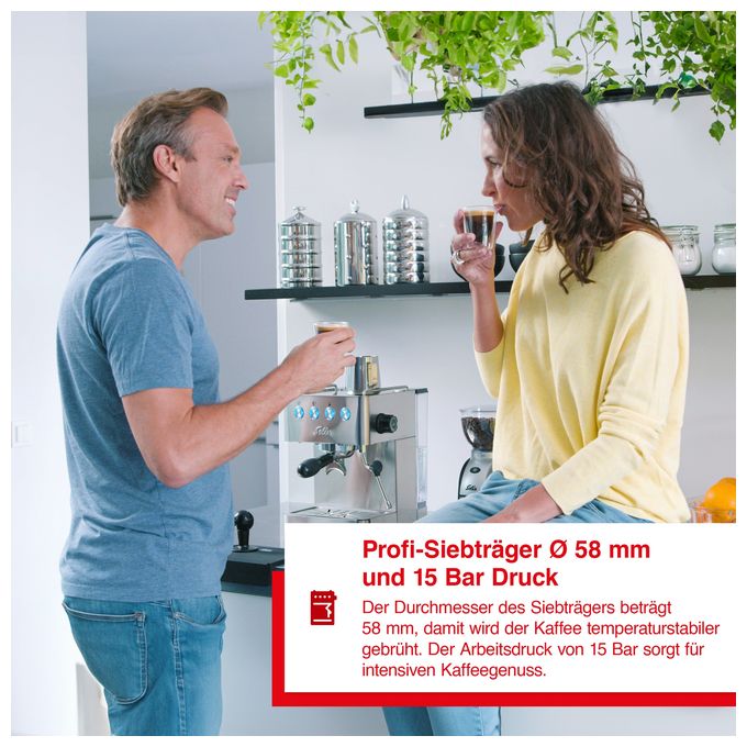 Siebträger Kaffeemaschine 15 bar 1450 W  1014 Barista Gran Gusto (Silber) 