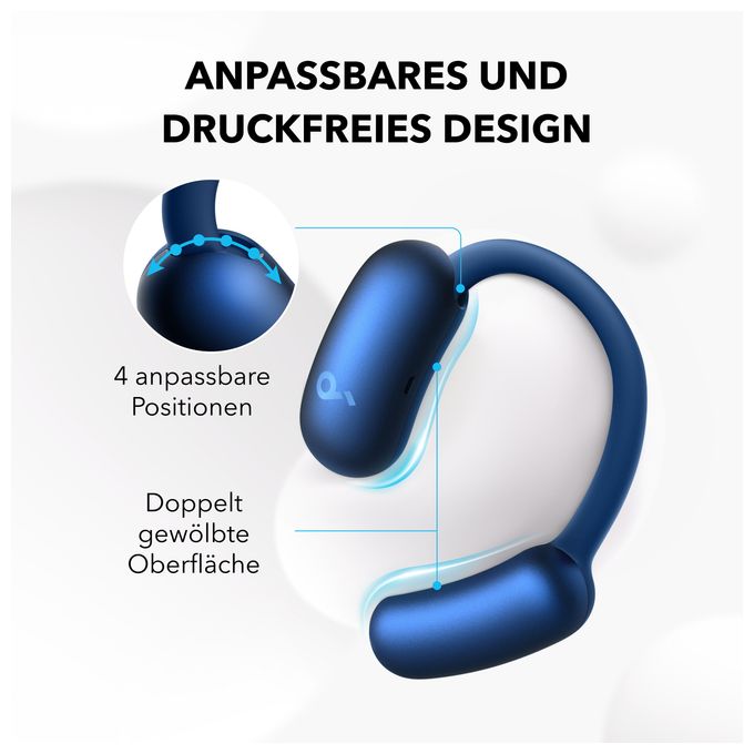 Ohraufliegender Bluetooth Kopfhörer kabellos 10 h Laufzeit IP55 USB Typ-C  Aerofit 2 (Blau) 