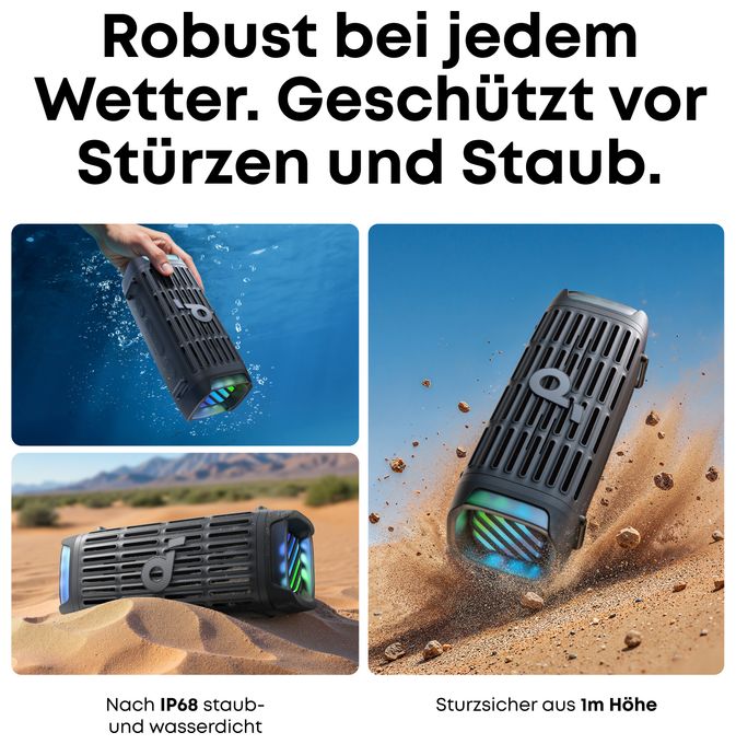 50 W Bluetooth Lautsprecher IP68 Laufzeit bis 16 h  Boom 3i (Schwarz) 