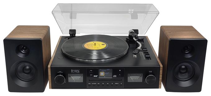 Heim-Audio-Mikrosystem DAB+, FM 12,5 W Bluetooth  PL920 EliteLine Plattenspieler Riemenantrieb (Schwarz, Holz) 