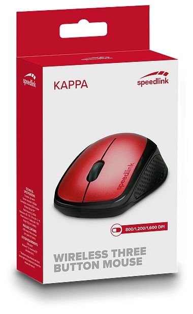 1600 DPI Büro Maus Optisch  Kappa (Schwarz, Rot) 