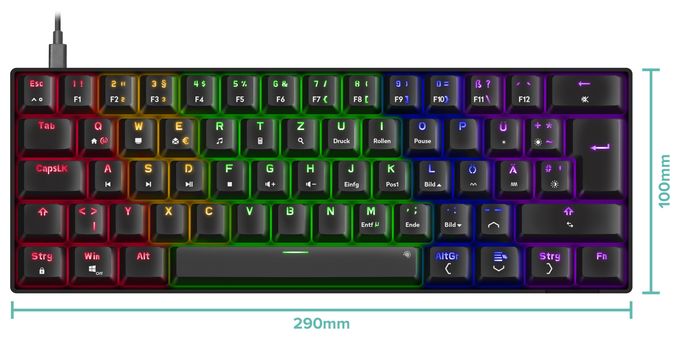 RGB-LED Gaming Tastatur USB  SL-670015 (Schwarz) 