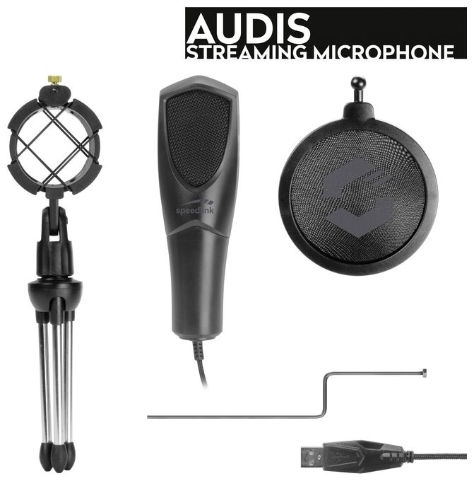 Kabelgebunden Tischmikrofon USB  SL-800012 AUDIS (Schwarz) 