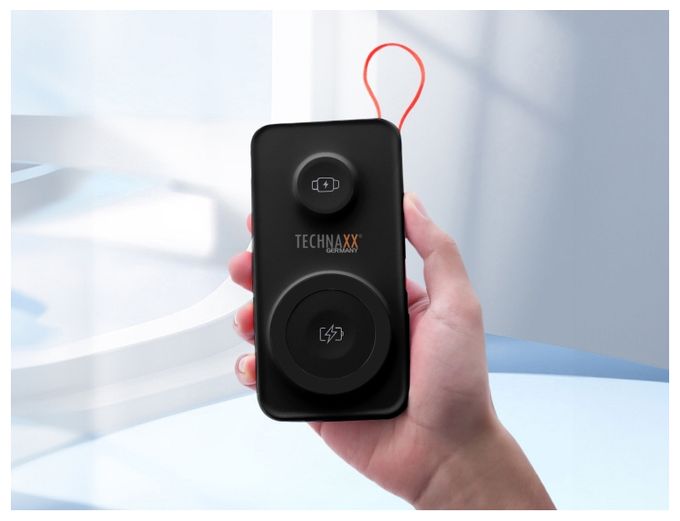 10000 mAh Powerbank USB Typ-A Kabelloses Laden  TX-315 (Schwarz, Rot) 