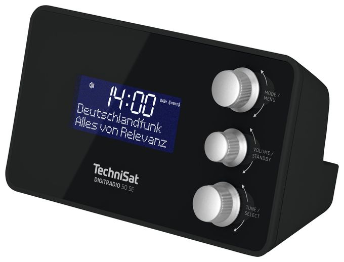DAB+, FM, VHF Radio Tragbar  Digitradio 50 SE Radiowecker (Schwarz) 