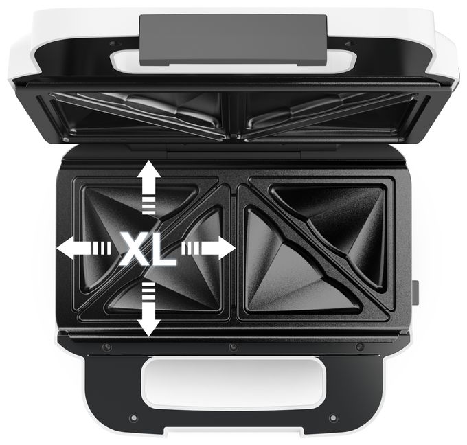 Sandwichmaker 850 W  SW7011 Snack XL Waffel- und (Weiß, Edelstahl) 