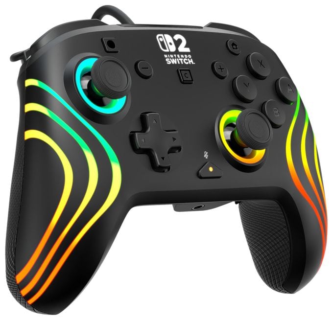 Gamepad für Nintendo Switch, Nintendo Switch 2, Nintendo Switch OLED  Afterglow Wave Wired Controller (Schwarz) 