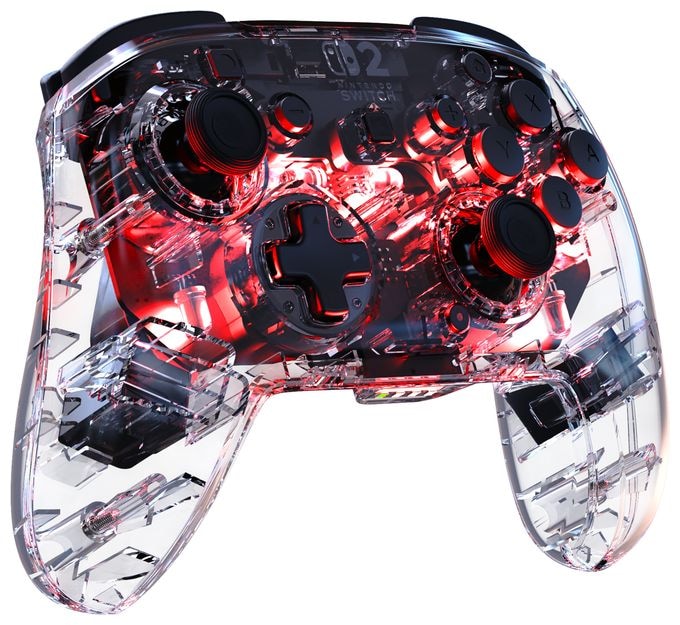 Gamepad für Nintendo Switch, Nintendo Switch 2, Nintendo Switch Lite, Nintendo Switch OLED  Afterglow Wave Wireless Controller (Durchscheinend) 